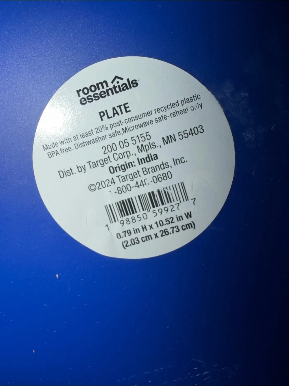 24- Room Essentials Blue Plastic Plate
